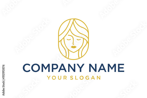 Minimalist Golden Line Art Woman Face Logo for Beauty, Spa, or Salon Branding