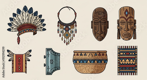 Collection of African tribal art and artifacts.