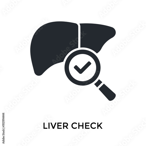Liver Check Icon Glyph Style. Vector Illustration For Graphic Design