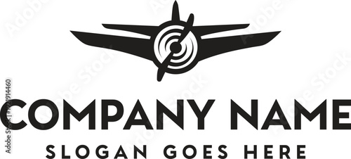 A sleek black and white logo depicts wings surrounding a spiral with company branding text below