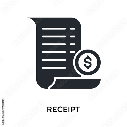 Receipt Icon Glyph Style. Vector Illustration For Graphic Design