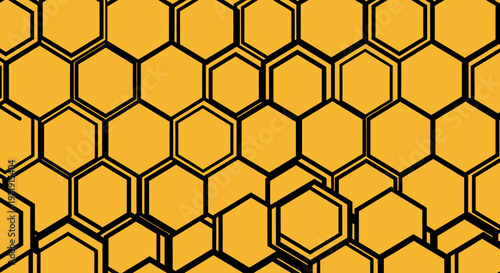 Yellow Honeycomb Pattern Hexagonal Cells Structure.