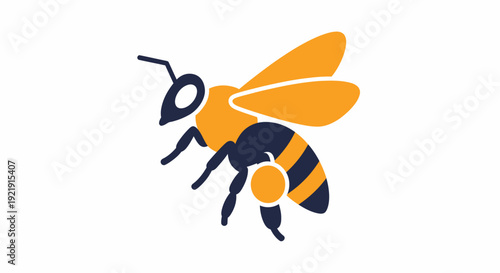 Bee Illustration with Yellow and Black Stripes.