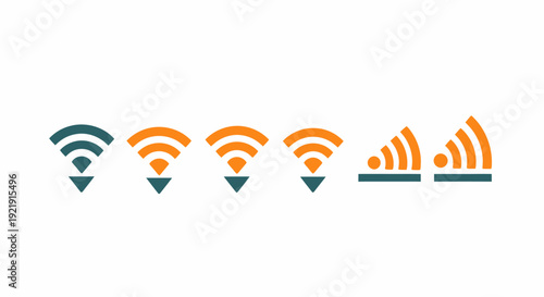WiFi Signal Strength Icons in Gradient.