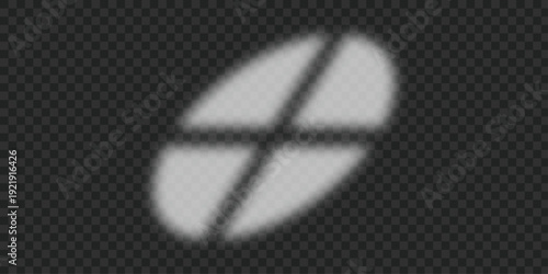 Circular Porthole Window Shadow Overlay with Four Pane Cross Frame