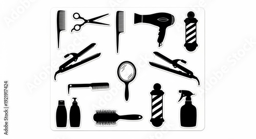 Collection of professional hairdressing tools and equipment for styling.