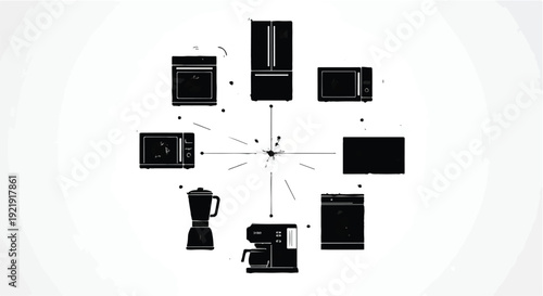 Smart Home Appliances Ecosystem Connected to Central Hub