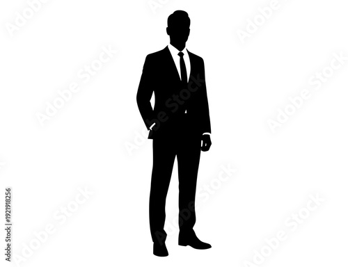 Silhouette of a Professional Businessman in Suit Standing Upright
