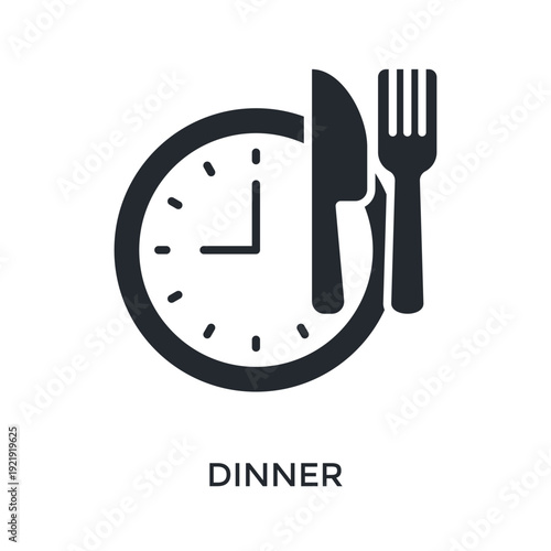 Dinner Icon Glyph Style. Vector Illustration For Graphic Design