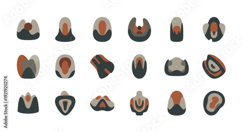 Abstract seed shapes, organic form design elements