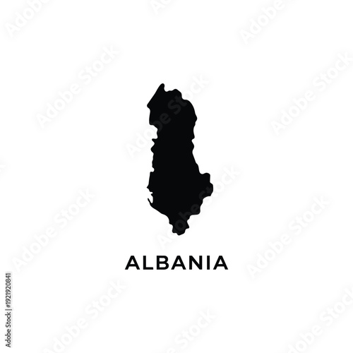 Albania country map silhouette black and white vector illustration isolated on white background