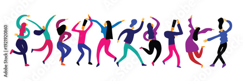 Dancing people music party vector illustration