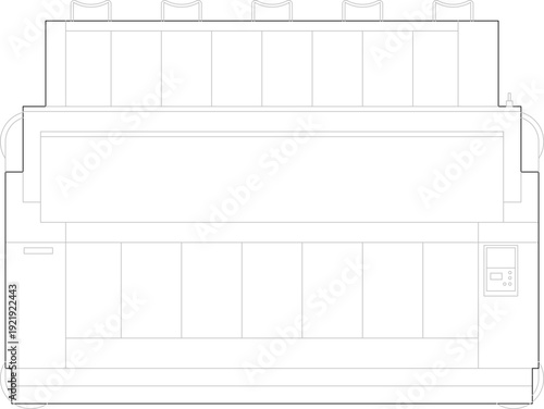 Long reception desk floor plan icon with multiple workstations, ideal for hotel lobbies, banks, or large office front desks.