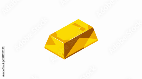 Isometric illustration depicts a gold bar on a white background, representing wealth and value