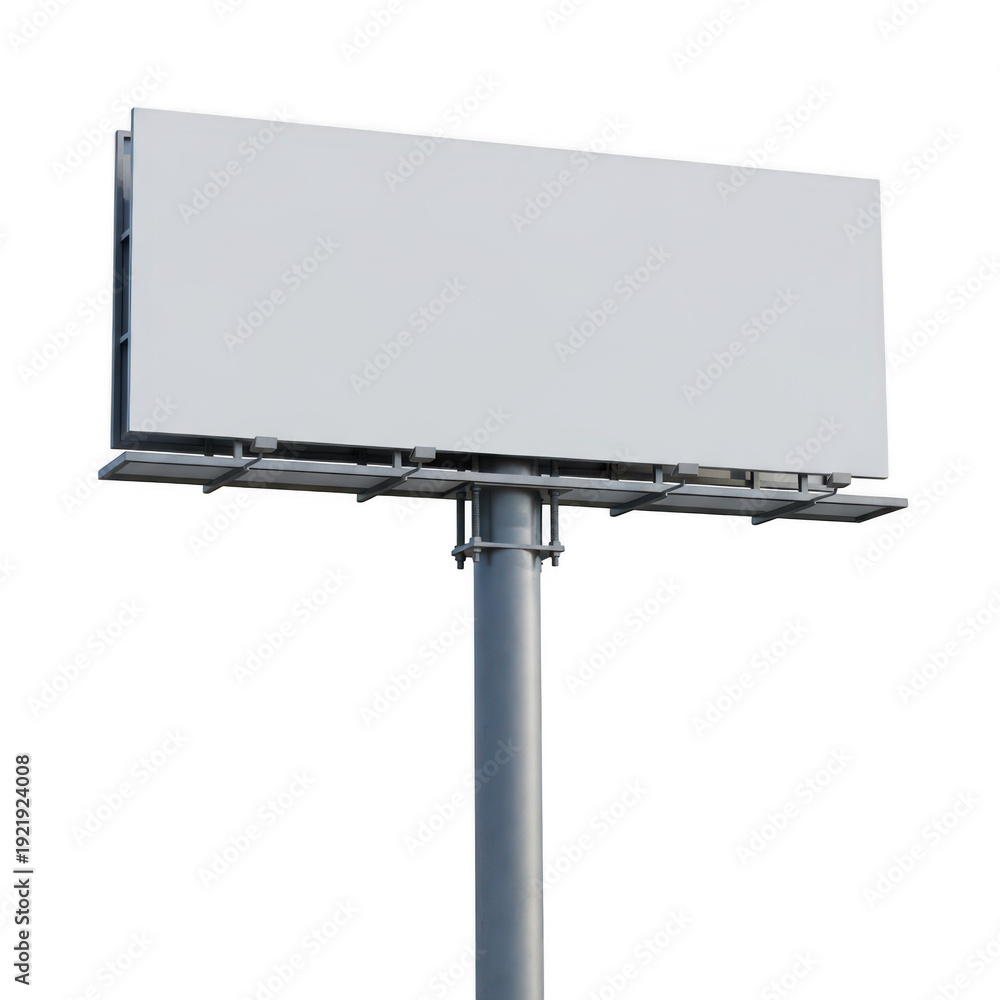 Fototapeta premium A blank billboard on a metal pole isolated on transparent background