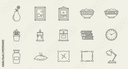 Collection of hand drawn decorative objects and icons.