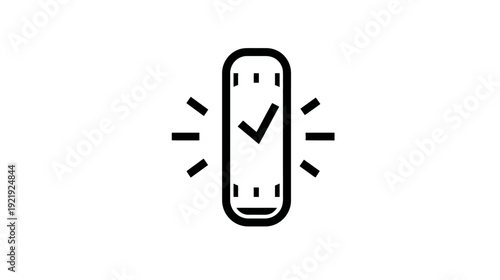 A stylized black and white icon represents time management and completion in a creative manner