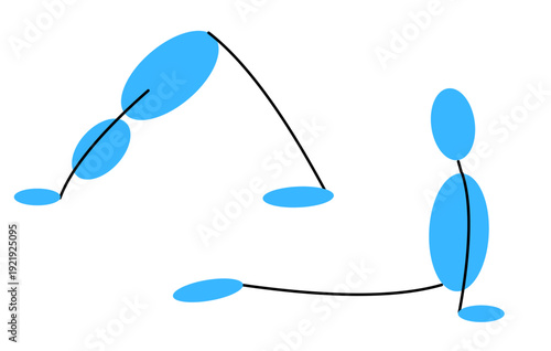 Minimal Yoga Poses Vector Set With Two Line Art Exercise Icons - suitable for wellness, fitness, stretching, mindfulness, studio branding, workout materials, educational content, printable resources.