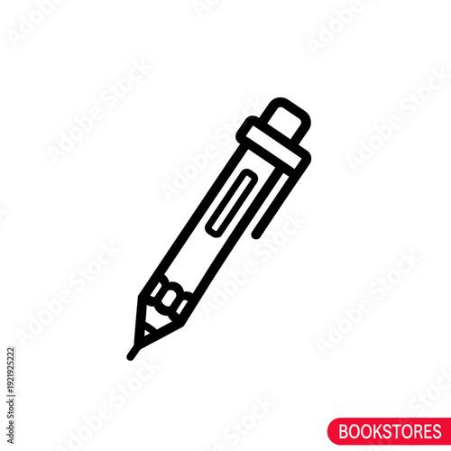 A minimalist icon of a mechanical pencil, drawn in thick black lines on a white background