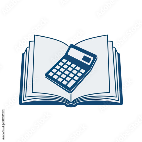 A digital illustration showcases an open book with a calculator resting on its pages