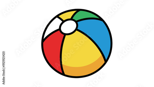 Cartoon illustration of a colorful beach ball with various colored panels