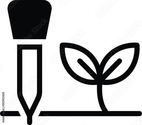 Soil Moisture Sensor Probe Icon Vector Monoline Sprout Smart Irrigation Pictogram