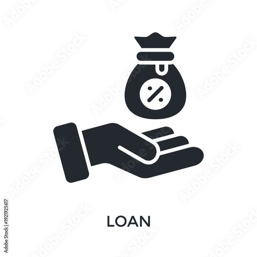 Loan Icon Glyph Style. Vector Illustration For Graphic Design