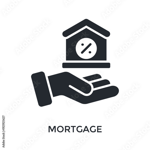Mortgage Icon Glyph Style. Vector Illustration For Graphic Design