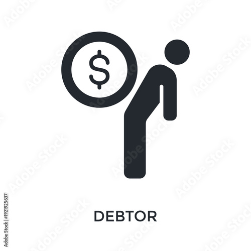 Debtor Icon Glyph Style. Vector Illustration For Graphic Design