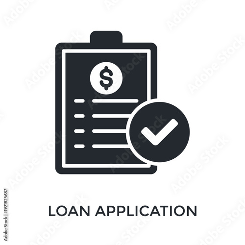 Loan Application Icon Glyph Style. Vector Illustration For Graphic Design