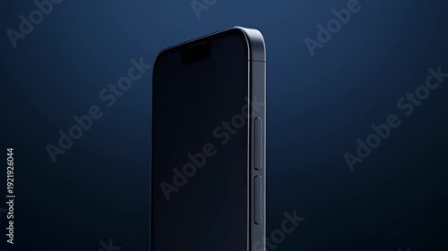 Side view of a dark blue smartphone against a gradient dark blue backdrop