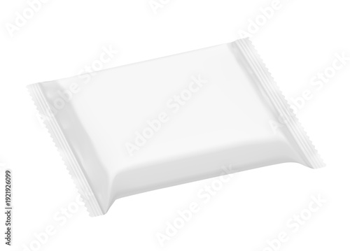 Realistic flow packaging mockup for bars, candies, waffles. Vector illustration isolated on white background. Easy to use for your design. EPS10.