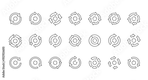 Circle arrows vector icon set. Recycle, reload, refresh signs
