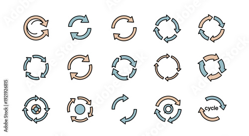 Circular Arrows Set: Recycle, Rotation, and Flow Concepts