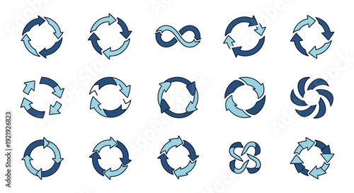 Circular Arrows: Rotation, Recycle, Loop Icons
