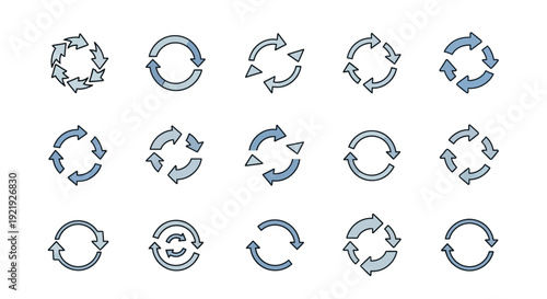Circular Arrows Set: Rotation, Recycle, Reload Icons