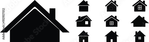 house icons set silhouette on white background