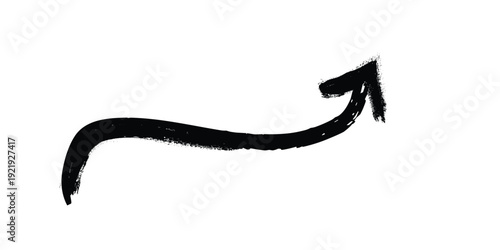 A black arrow pointing upwards with a brush stroke effect