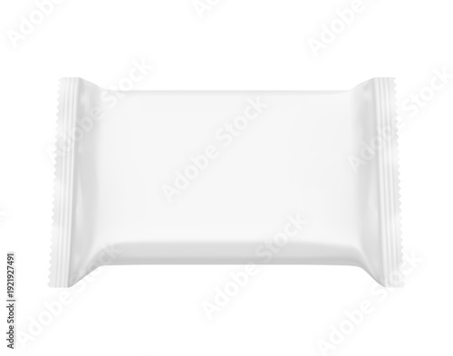 Realistic flow packaging mockup for bars, candies, waffles. Vector illustration isolated on white background. Easy to use for your design. EPS10.