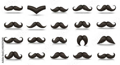 Collection of various mustache styles and shapes.