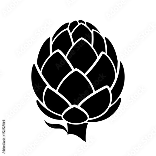 Black silhouette of an artichoke vegetable on white background  