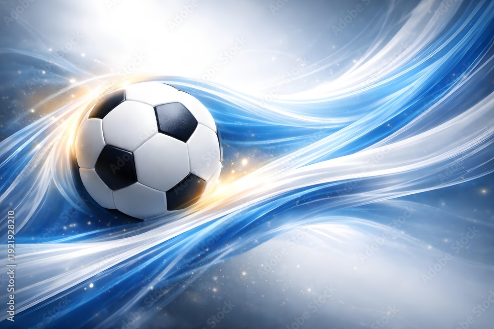 Fototapeta premium Abstract Blue Soccer Ball Motion Background world cup 2030