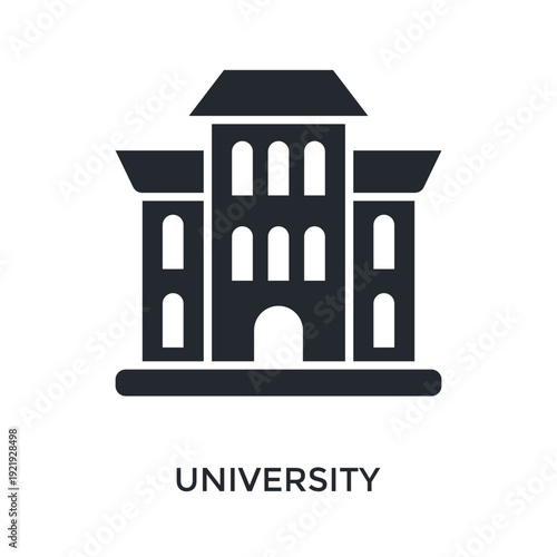 University Icon Glyph Style. Vector Illustration For Graphic Design