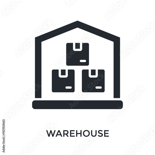 Warehouse Icon Glyph Style. Vector Illustration For Graphic Design