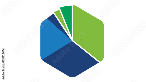 A colorful, rounded hexagon graph, showing percentage distribution across several categories