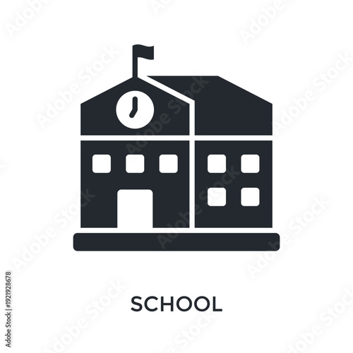 School Icon Glyph Style. Vector Illustration For Graphic Design