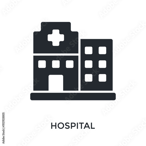 Hospital Icon Glyph Style. Vector Illustration For Graphic Design