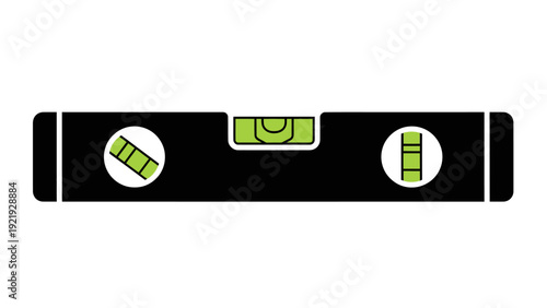 Illustration of a spirit level tool, with green and black accents