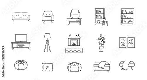 Collection of hand drawn furniture and home decor sketches.