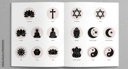 Collection of Religious Symbols and Icons Displayed on a Page.